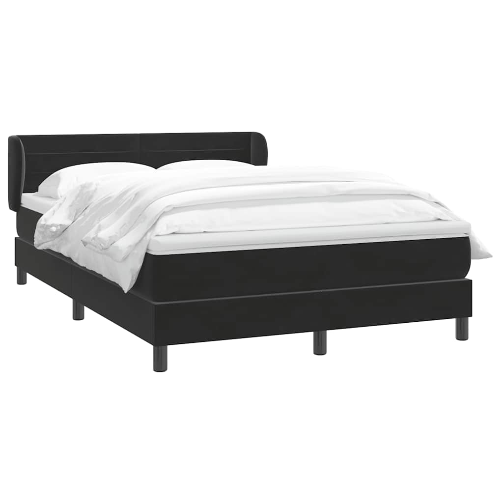 vidaXL Boxspringbett mit Matratze Schwarz 140x220 cm Samt