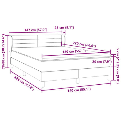 vidaXL Boxspringbett mit Matratze Schwarz 140x220 cm Samt