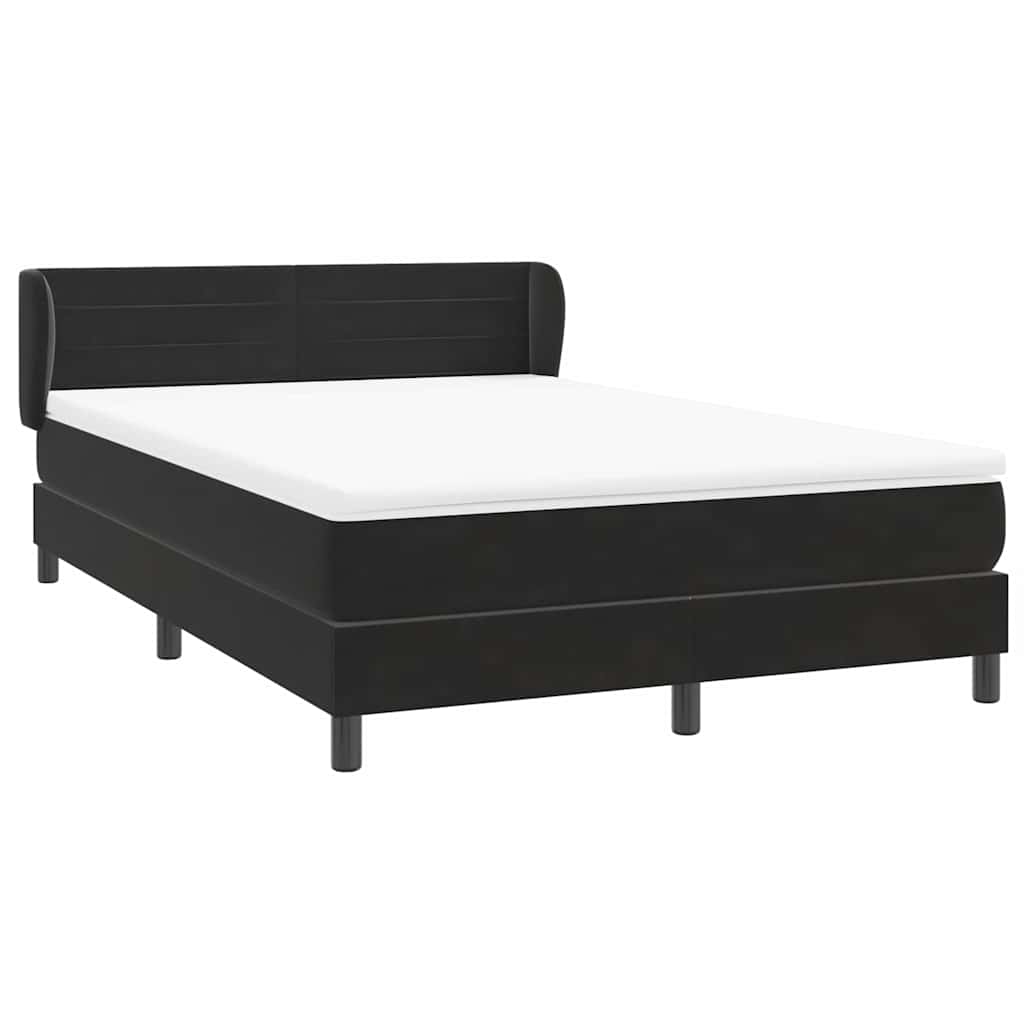vidaXL Boxspringbett mit Matratze Schwarz 140x220 cm Samt