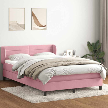 vidaXL Lit tapissier avec matelas rose 140x220 cm velours
