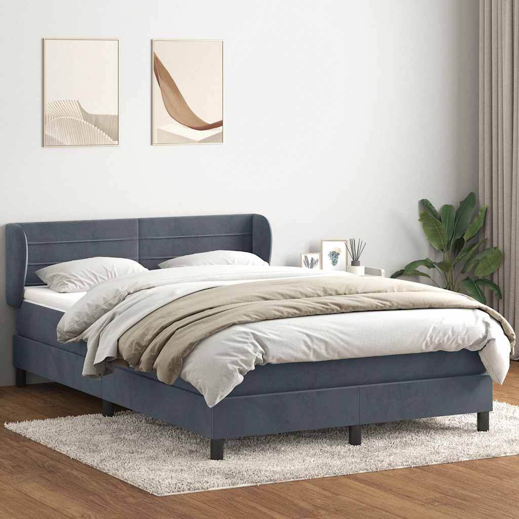 vidaXL Lit coffre avec matelas Gris foncé 160x220 cm Velours
