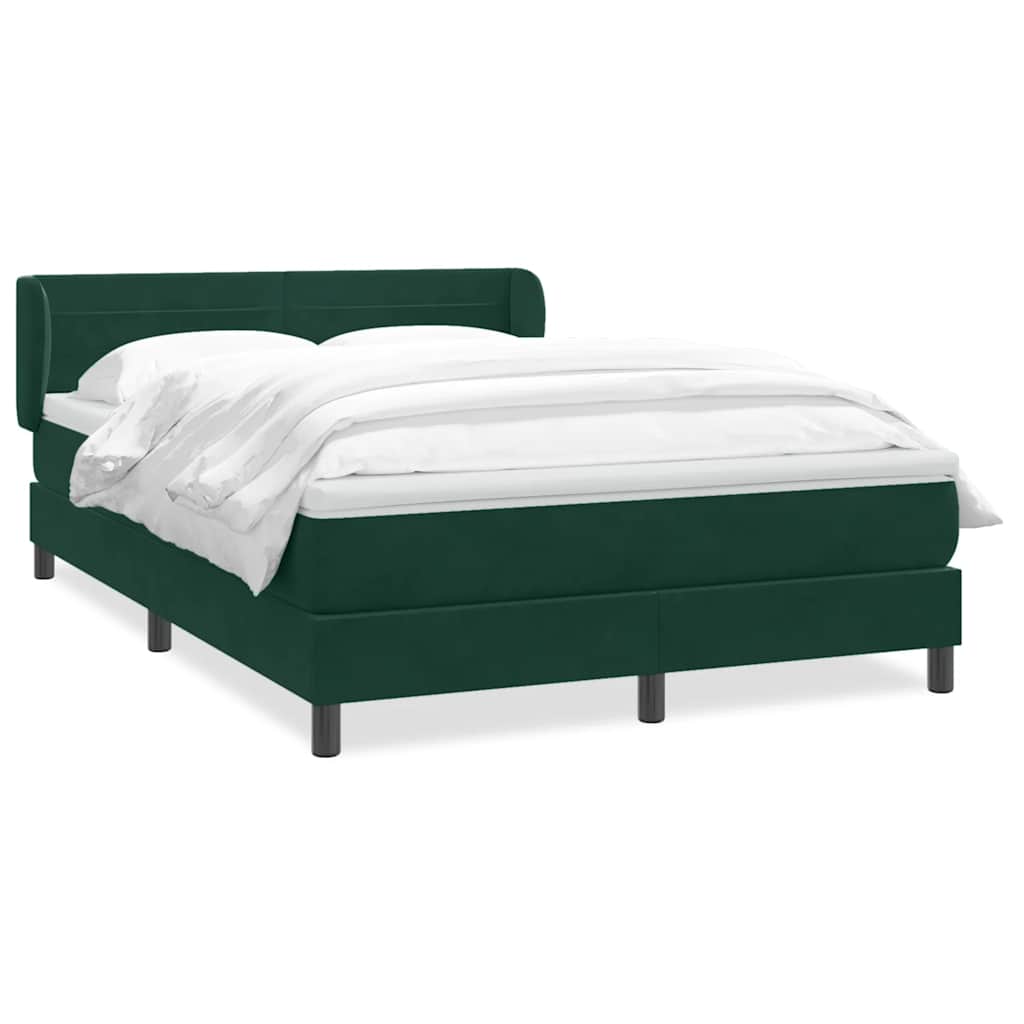 vidaXL Boxspringbett mit Matratze Dunkelgrün 160x220 cm Samt