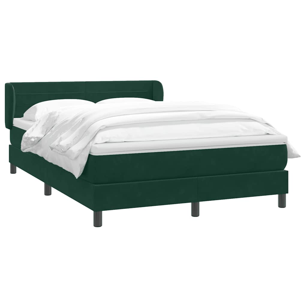 vidaXL Boxspringbett mit Matratze Dunkelgrün 160x220 cm Samt