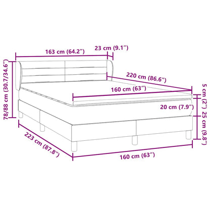 vidaXL Boxspringbett mit Matratze Dunkelgrün 160x220 cm Samt