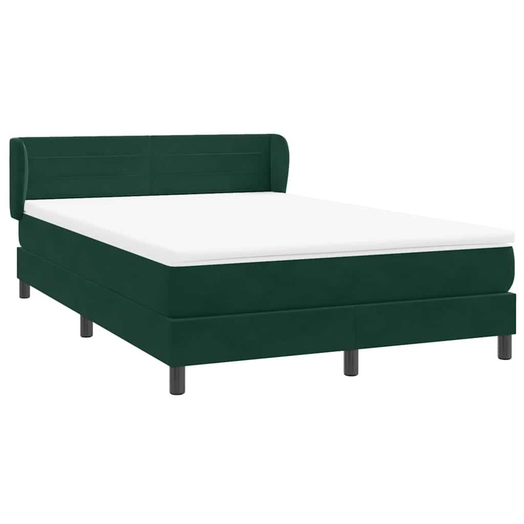 vidaXL Boxspringbett mit Matratze Dunkelgrün 160x220 cm Samt