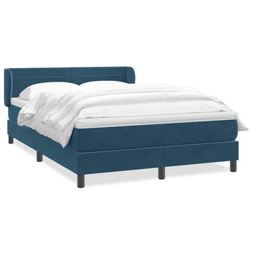vidaXL Boxspringbett mit Matratze Dunkelblau 160x220 cm Samt