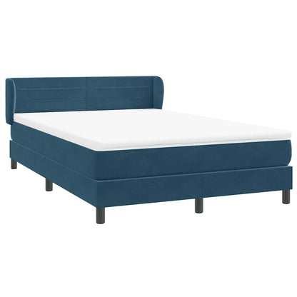 vidaXL Boxspringbett mit Matratze Dunkelblau 160x220 cm Samt