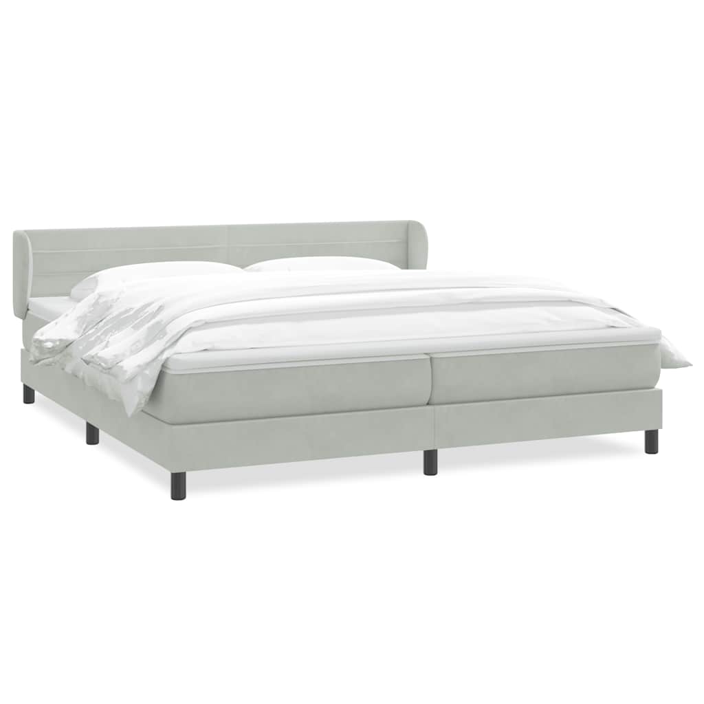 vidaXL Boxspringbett mit Matratzen Hellgrau 180x220 cm Samt