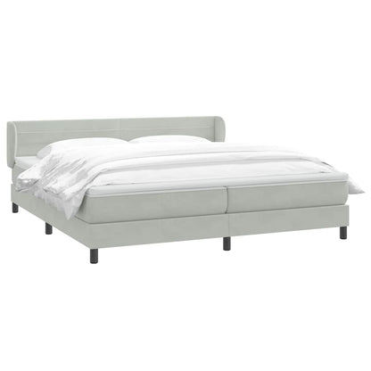 vidaXL Boxspringbett mit Matratzen Hellgrau 180x220 cm Samt