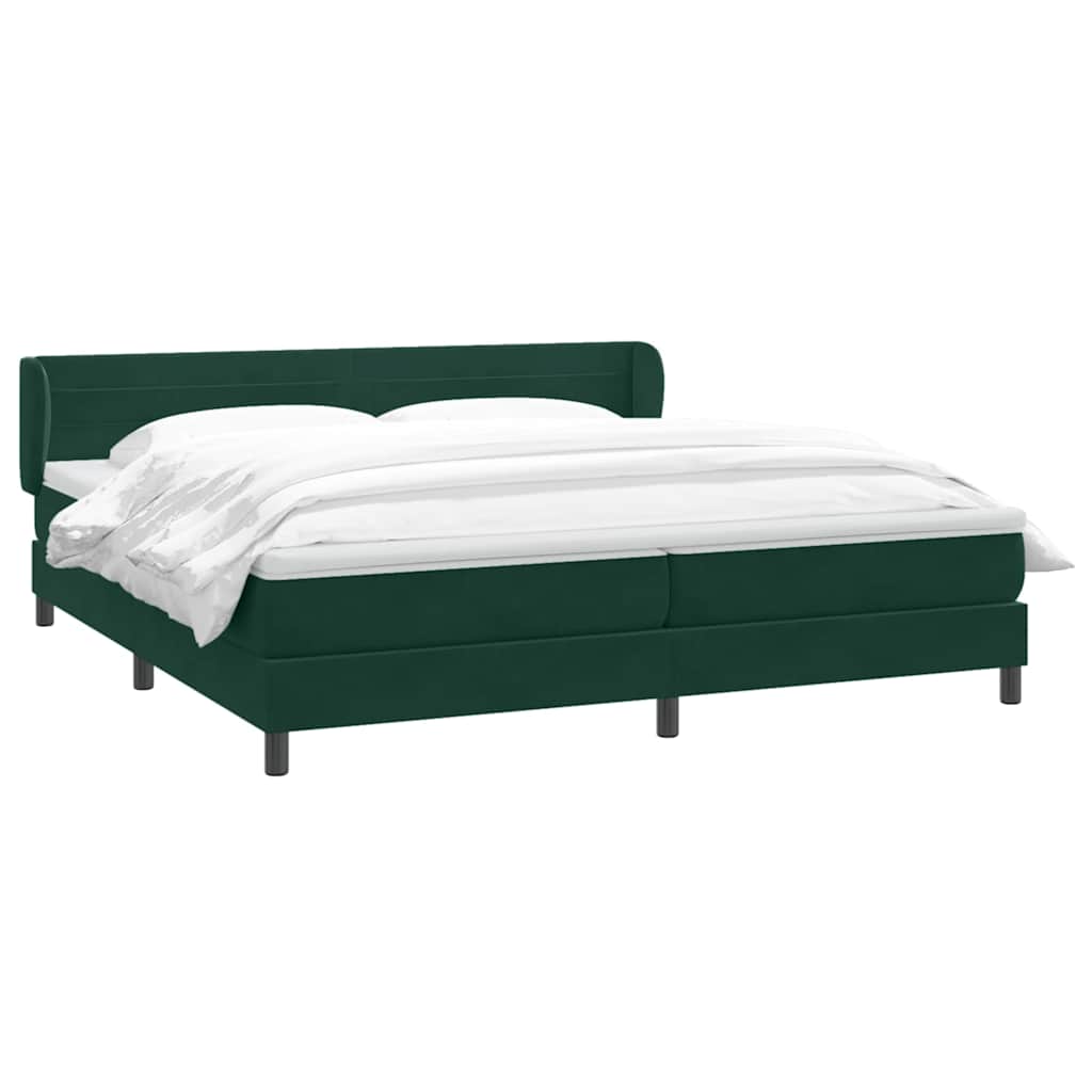 Lit boxspring vidaXL avec matelas vert foncé 180x220 cm Velours
