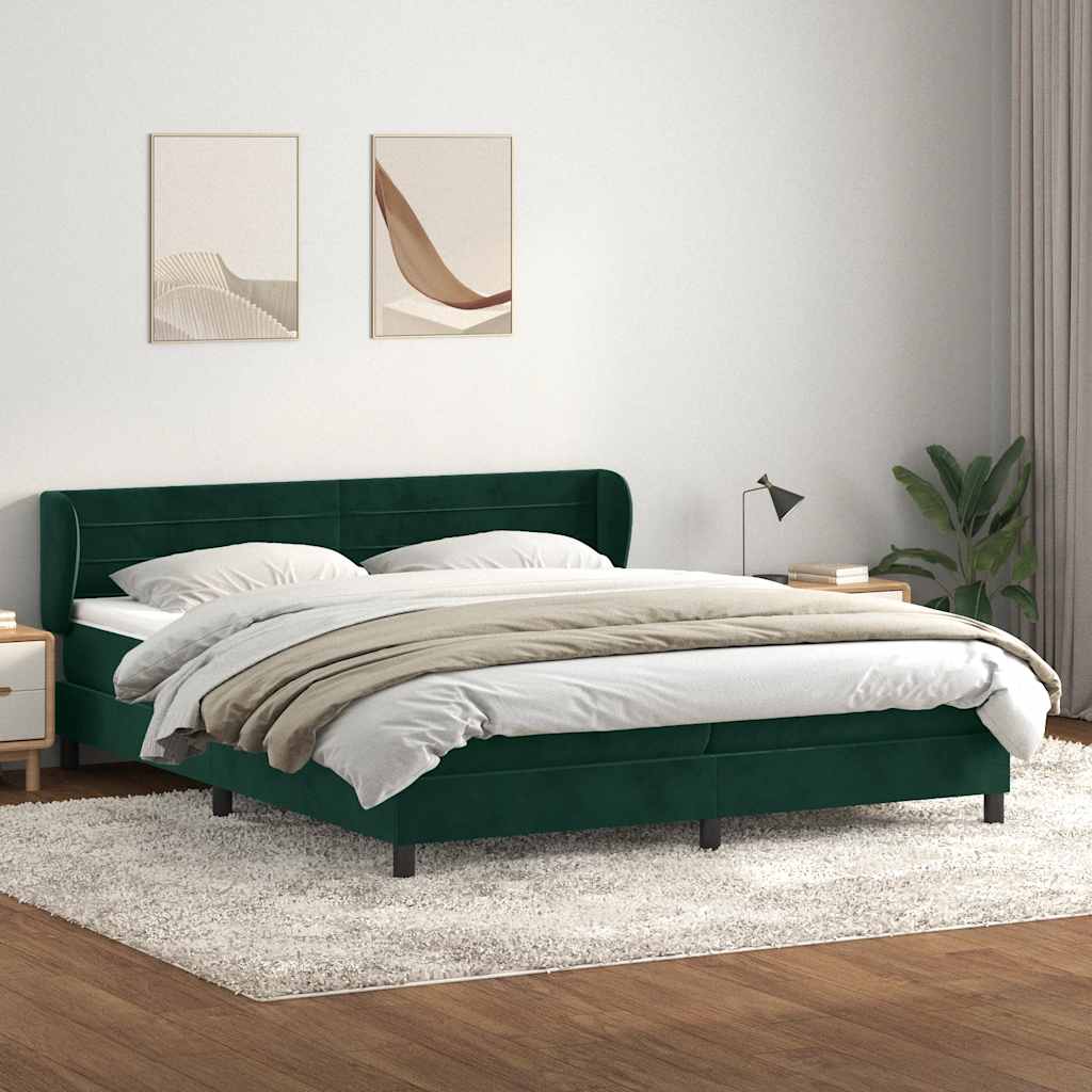 Lit boxspring vidaXL avec matelas vert foncé 180x220 cm Velours