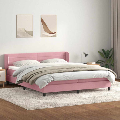 vidaXL Lit boxspring avec matelas Rose 180x220 cm Velours