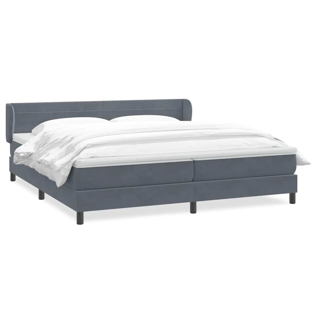 vidaXL Boxspringbett mit Matratzen Dunkelgrau 200x220 cm Samt
