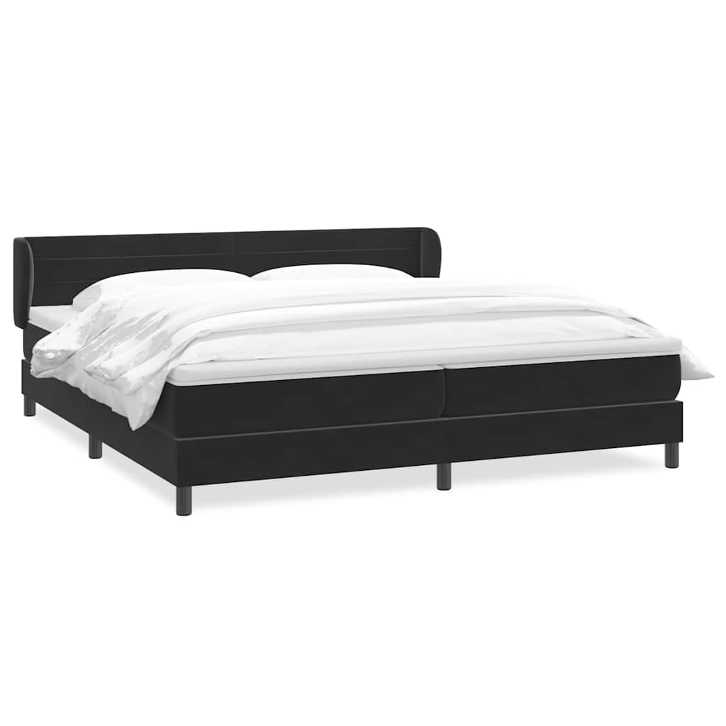 vidaXL Lit tapissier avec matelas Noir 200x220 cm Velours