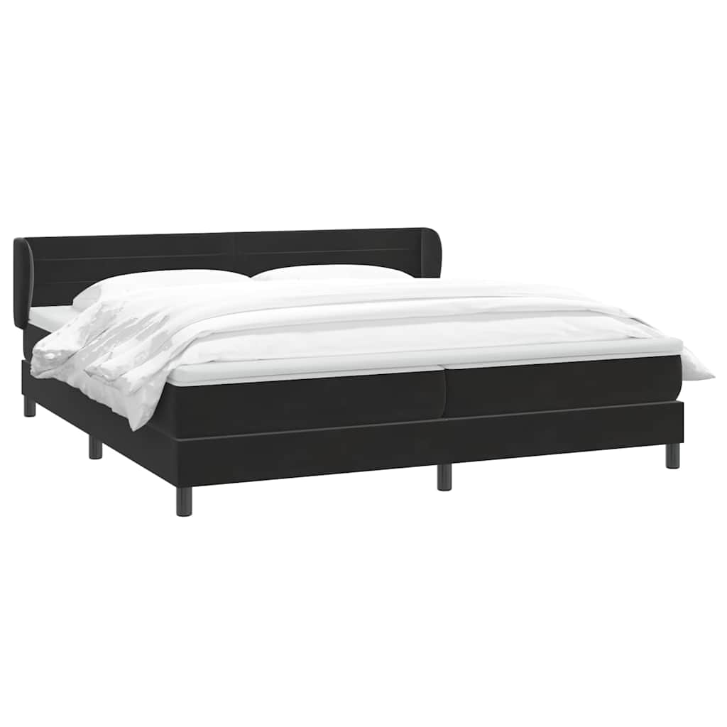 vidaXL Lit tapissier avec matelas Noir 200x220 cm Velours