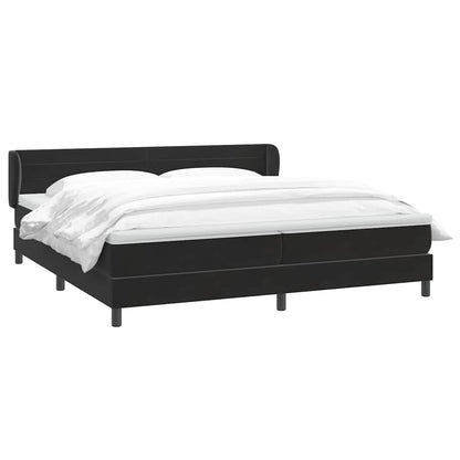 vidaXL Lit tapissier avec matelas Noir 200x220 cm Velours