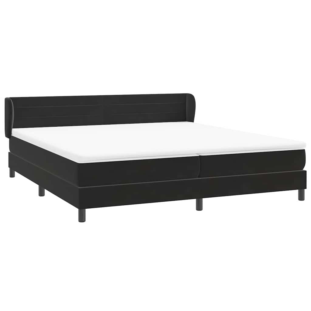 vidaXL Lit tapissier avec matelas Noir 200x220 cm Velours