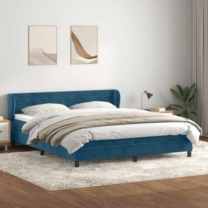 vidaXL Boxspringbett mit Matratzen Dunkelblau 200x220 cm Samt