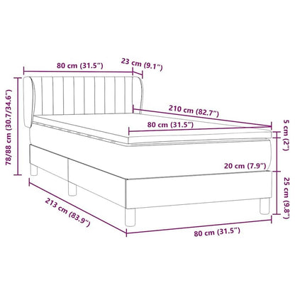 vidaXL Lit tapissier avec matelas Noir 80x210 cm Velours