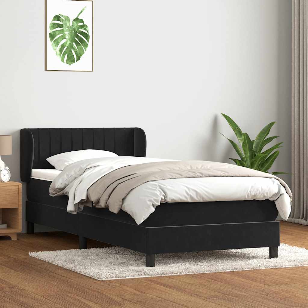 vidaXL Lit tapissier avec matelas Noir 80x210 cm Velours