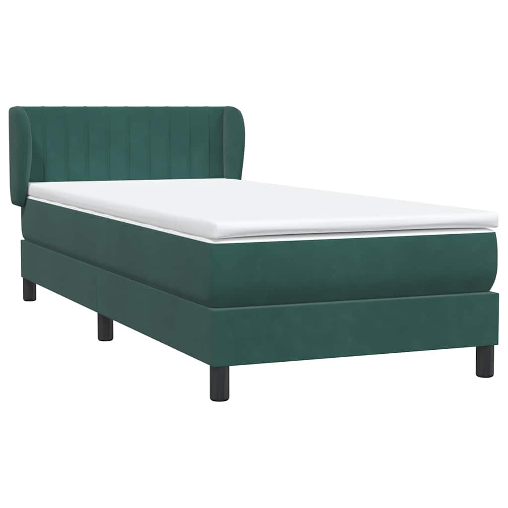 vidaXL Boxspringbett mit Matratze Dunkelgrün 80x210 cm Samt