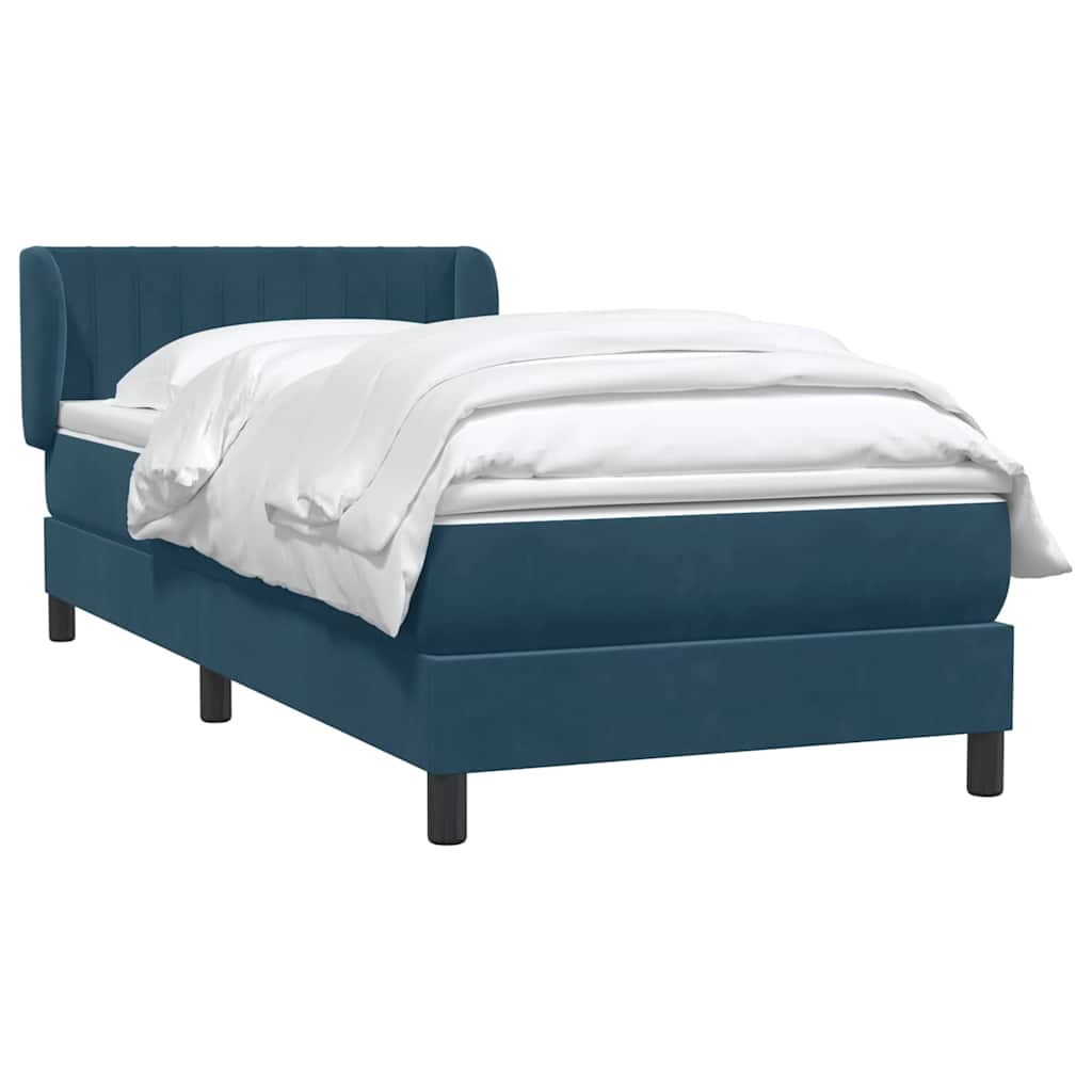 vidaXL Lit tapissier avec matelas velours bleu foncé 80x210 cm
