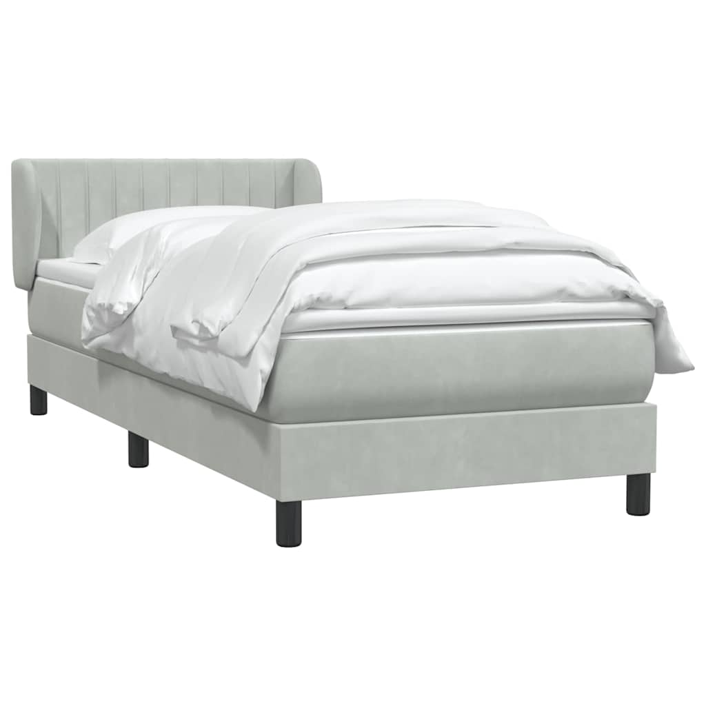 vidaXL Boxspringbett mit Matratze Hellgrau 90x210 cm Samt
