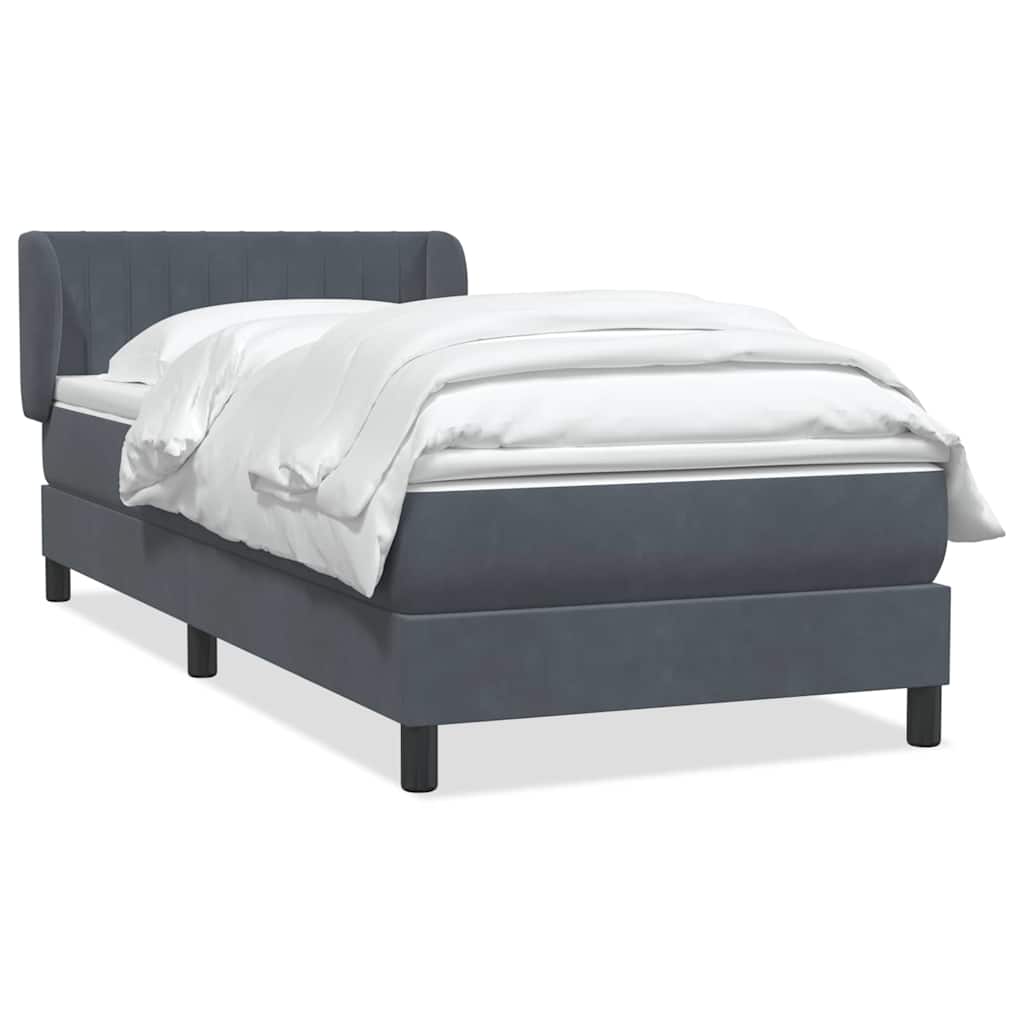 vidaXL Lit coffre avec matelas Gris foncé 90x210 cm Velours