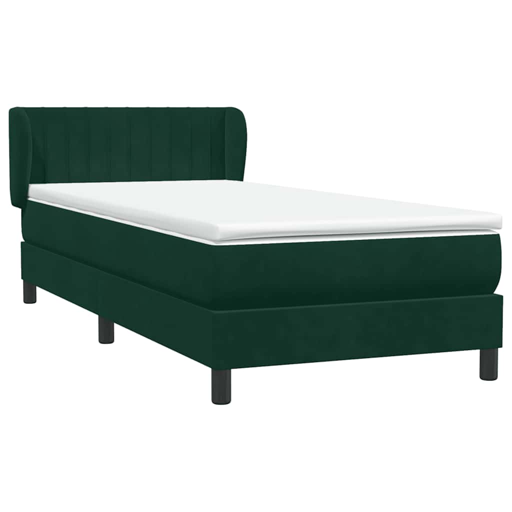 vidaXL Lit coffre avec matelas Vert foncé 90x210 cm Velours