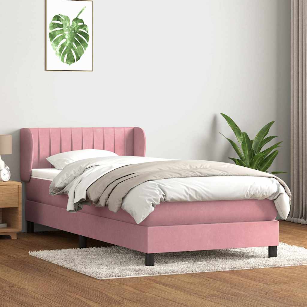 vidaXL Boxspringbett mit Matratze Rosa 90x210 cm Samt