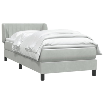 vidaXL Boxspringbett mit Matratze Hellgrau 100x210 cm Samt