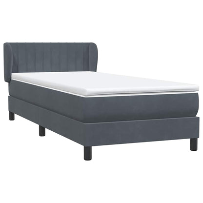 vidaXL Boxspringbett mit Matratze Dunkelgrau 100x210 cm Samt