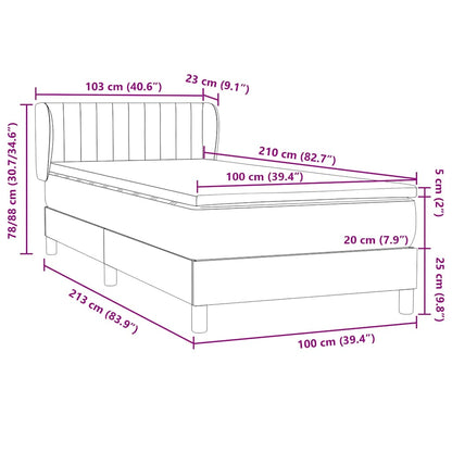vidaXL Boxspringbett mit Matratze Schwarz 100x210 cm Samt