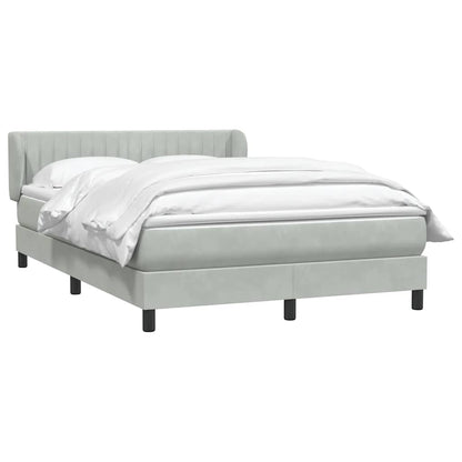 vidaXL Boxspringbett mit Matratze Hellgrau 140x210 cm Samt