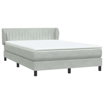 vidaXL Boxspringbett mit Matratze Hellgrau 140x210 cm Samt