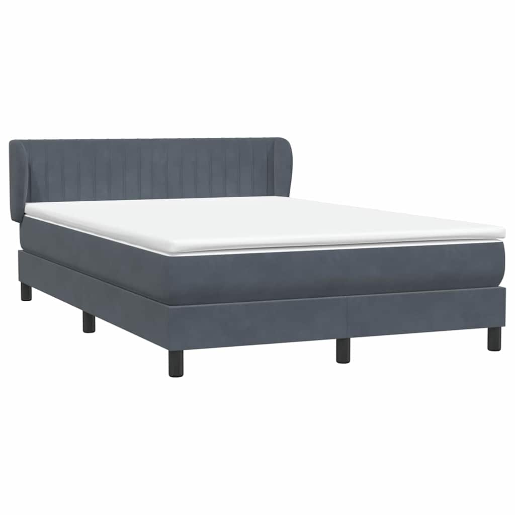 vidaXL Lit tapissier avec matelas Gris foncé 140x210 cm Velours