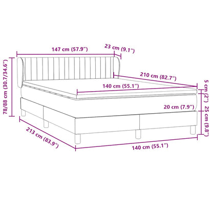 vidaXL Boxspringbett mit Matratze Schwarz 140x210 cm Samt