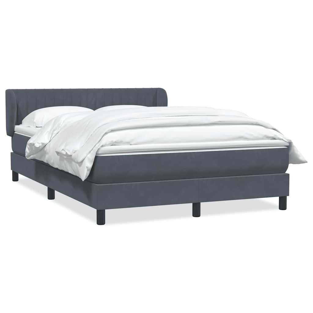 vidaXL Boxspringbett mit Matratze Dunkelgrau 160x210 cm Samt
