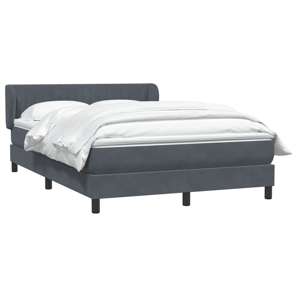 vidaXL Boxspringbett mit Matratze Dunkelgrau 160x210 cm Samt