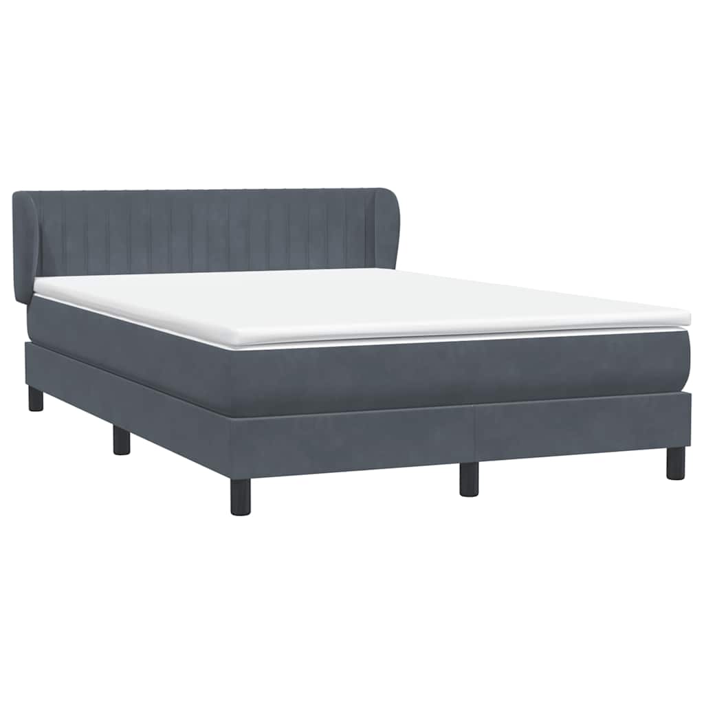 vidaXL Boxspringbett mit Matratze Dunkelgrau 160x210 cm Samt
