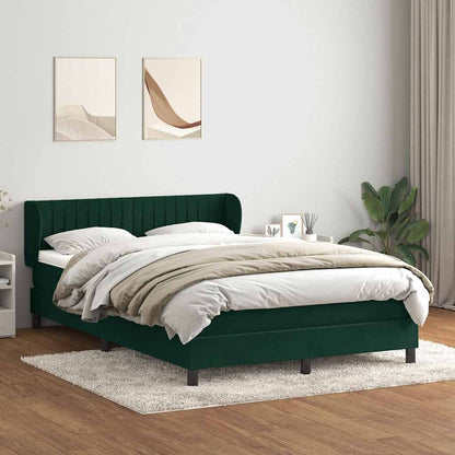 vidaXL Boxspringbett mit Matratze Dunkelgrün 160x210 cm Samt