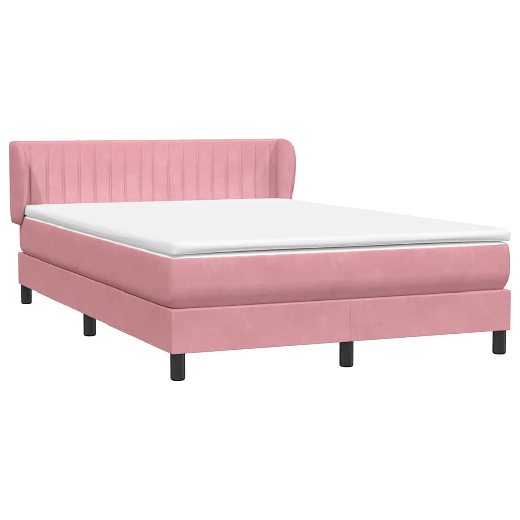 vidaXL Boxspringbett mit Matratze Rosa 160x210 cm Samt