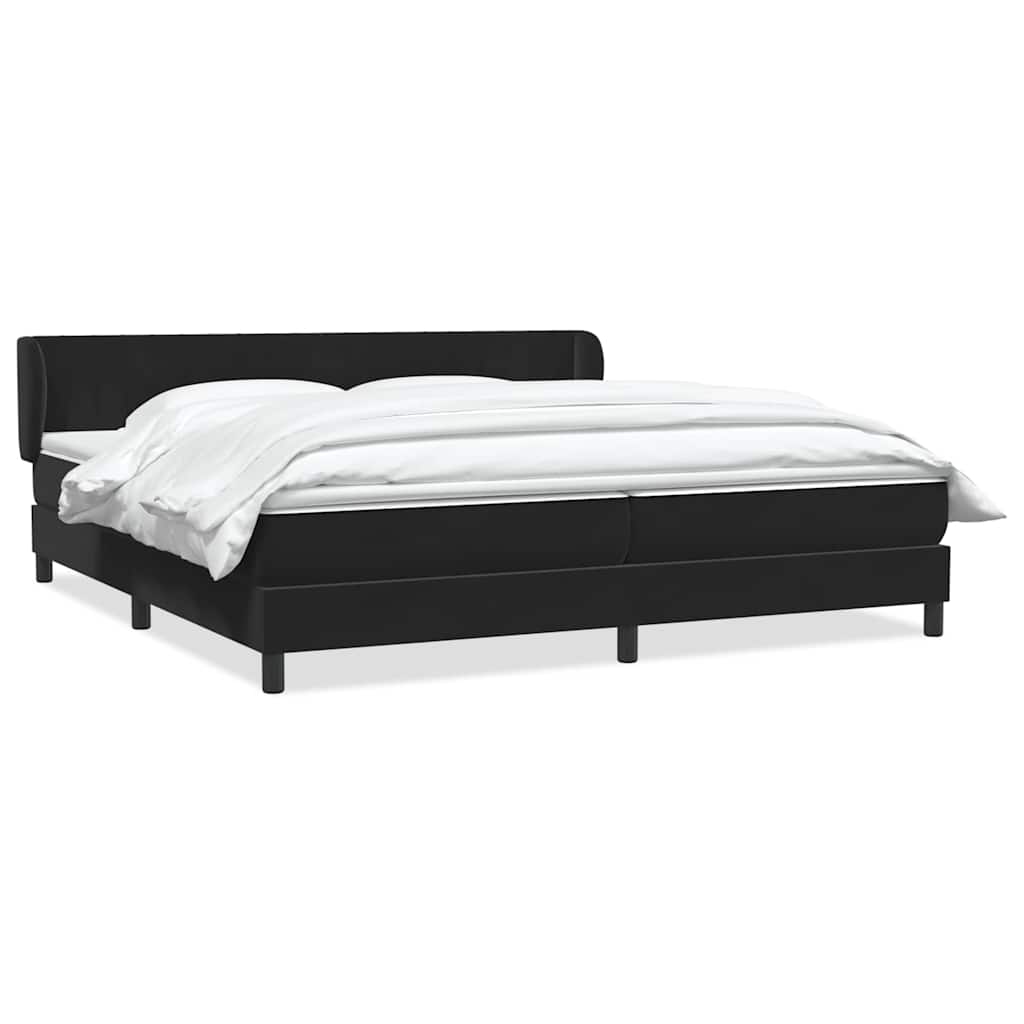 vidaXL Lit boxspring avec matelas Noir 180x210 cm Velours