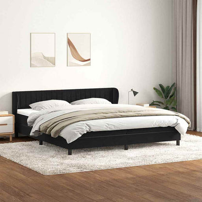 vidaXL Lit boxspring avec matelas Noir 180x210 cm Velours