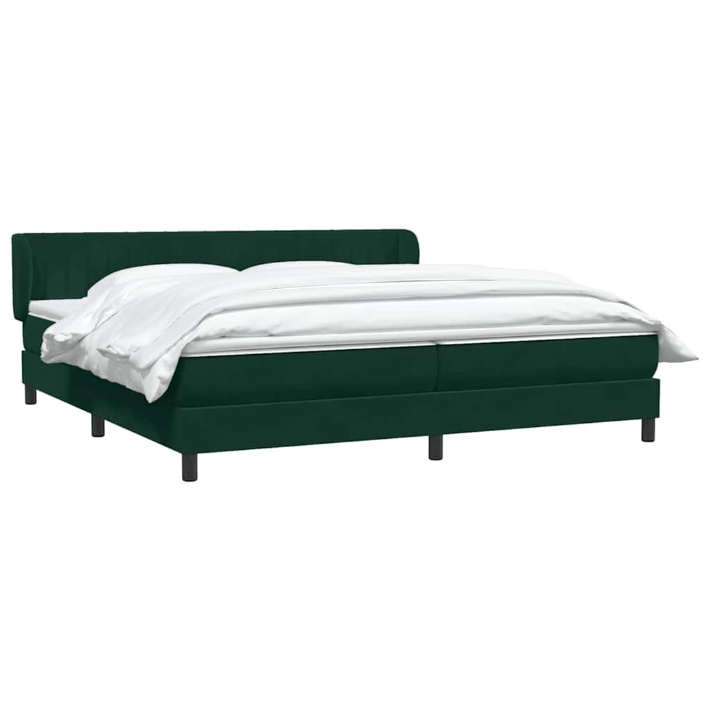 vidaXL Boxspringbett mit Matratzen Dunkelgrün 180x210 cm Samt