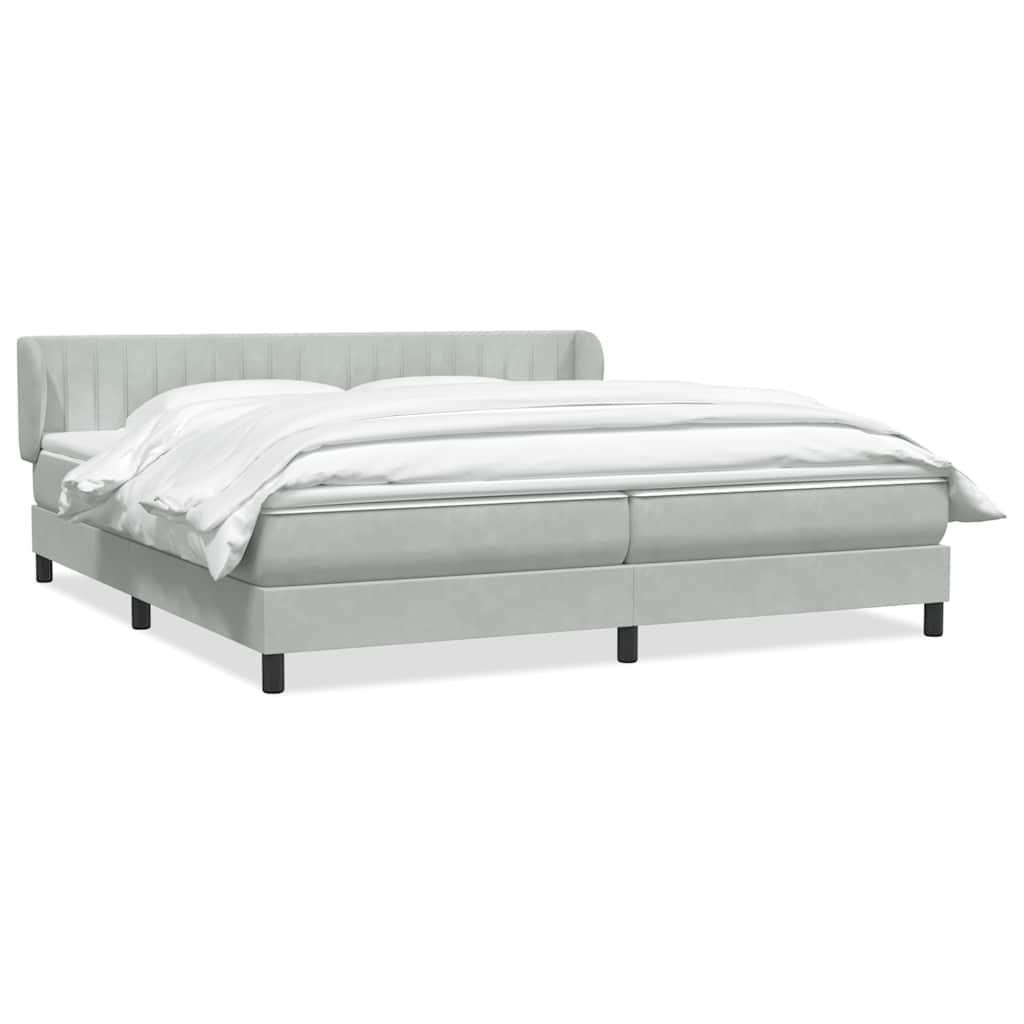 vidaXL Boxspringbett mit Matratzen Hellgrau 200x210 cm Samt