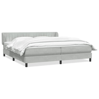 vidaXL Boxspringbett mit Matratzen Hellgrau 200x210 cm Samt