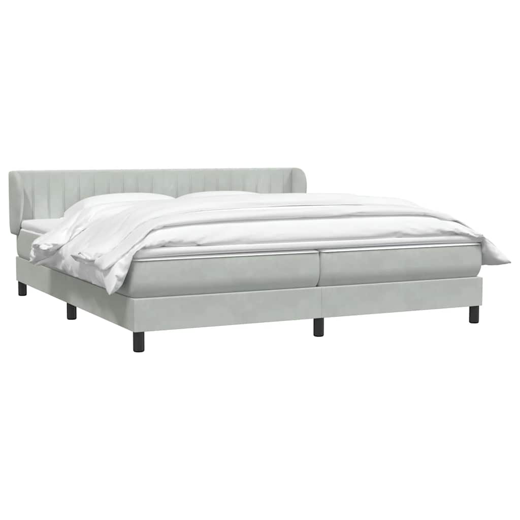 vidaXL Boxspringbett mit Matratzen Hellgrau 200x210 cm Samt