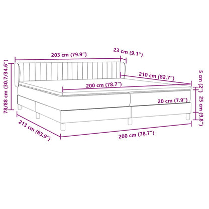 vidaXL Boxspringbett mit Matratzen Hellgrau 200x210 cm Samt