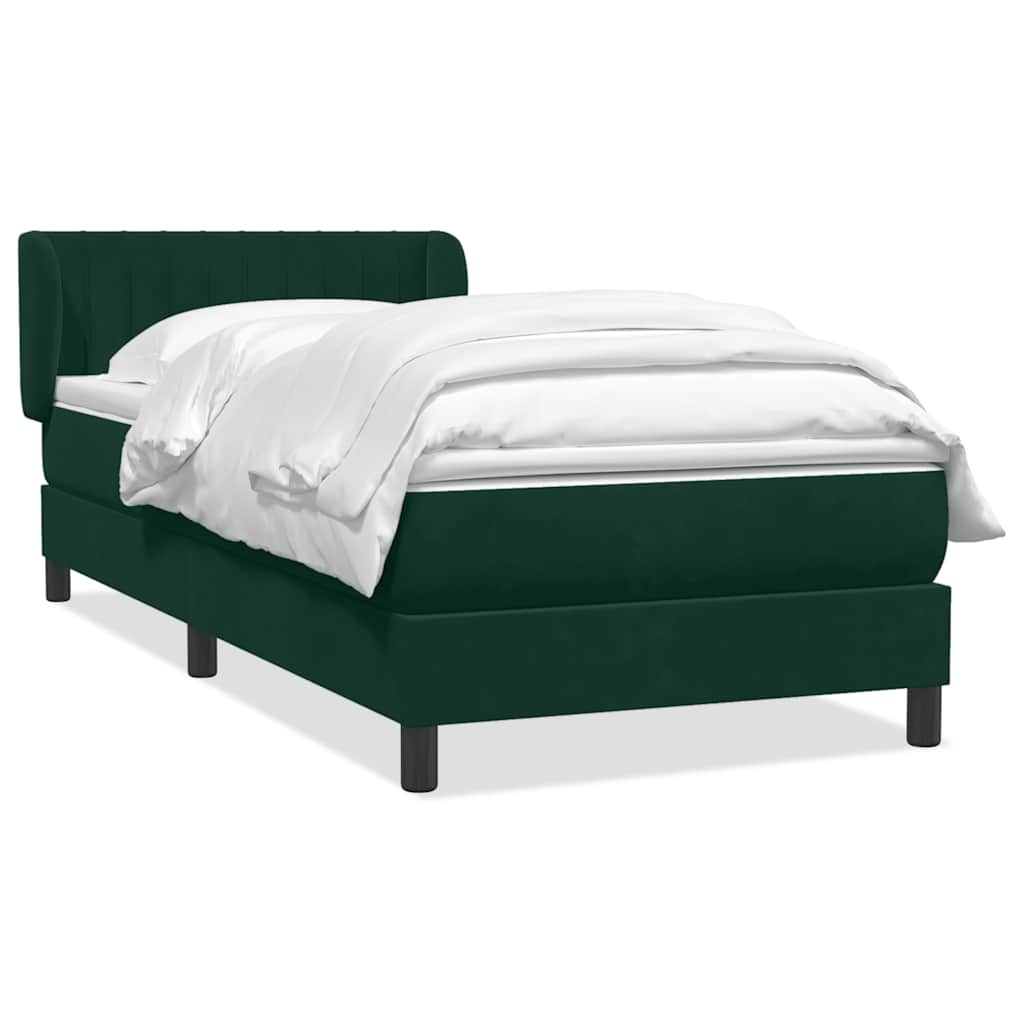 vidaXL Lit tapissier avec matelas Vert foncé 80x220 cm Velours
